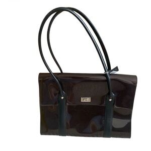 NWT Beijo Patent Tote in Dark Brown burgundy 10”x14”x5”